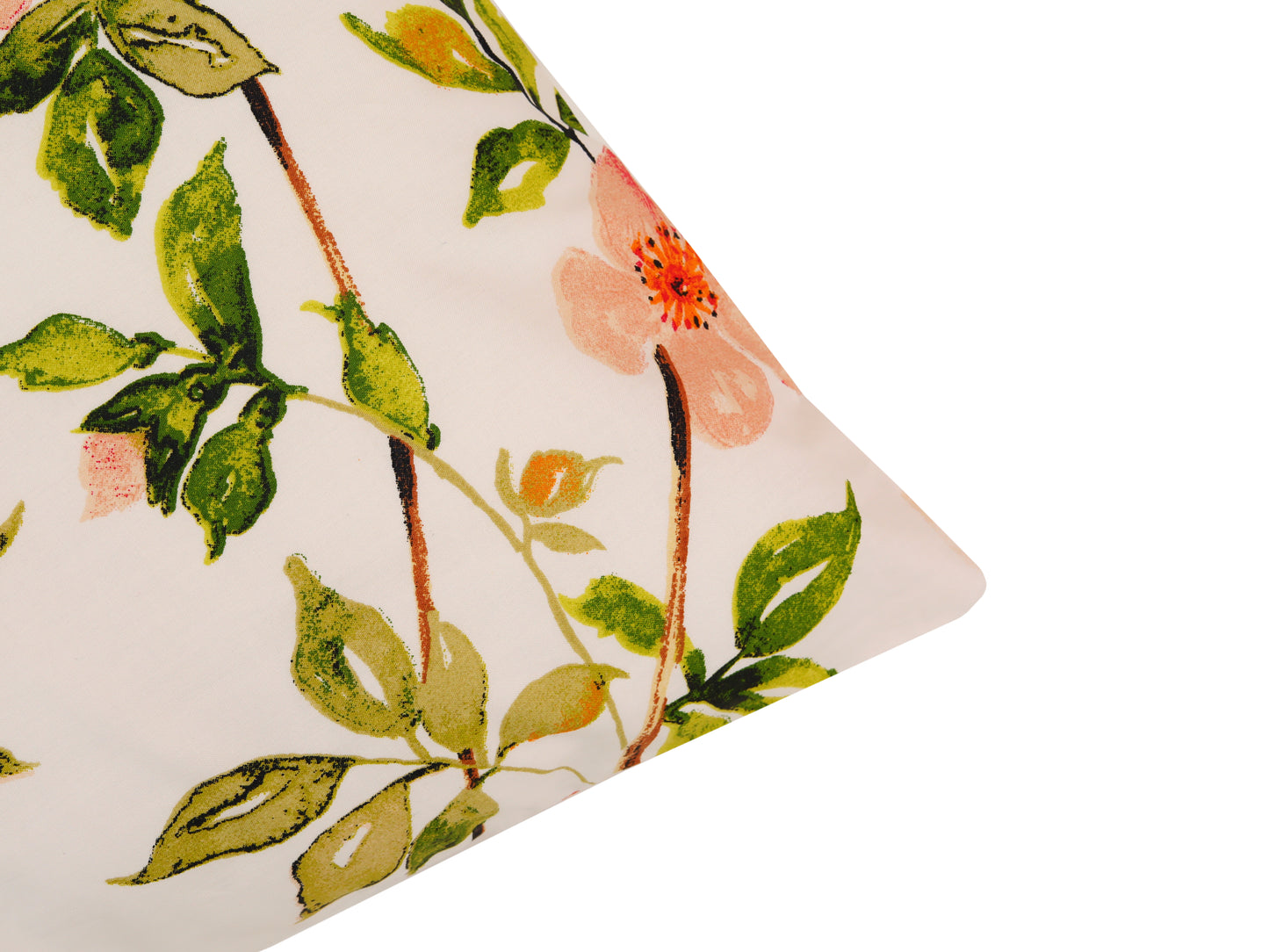 Floral printed cotton percale quilt cover set fabric corner view